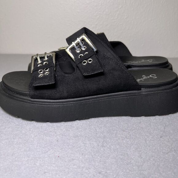 Seychelles Buckle Platform Sandals Women’s Sz 10 Black Anthropologie READ - Picture 2 of 11
